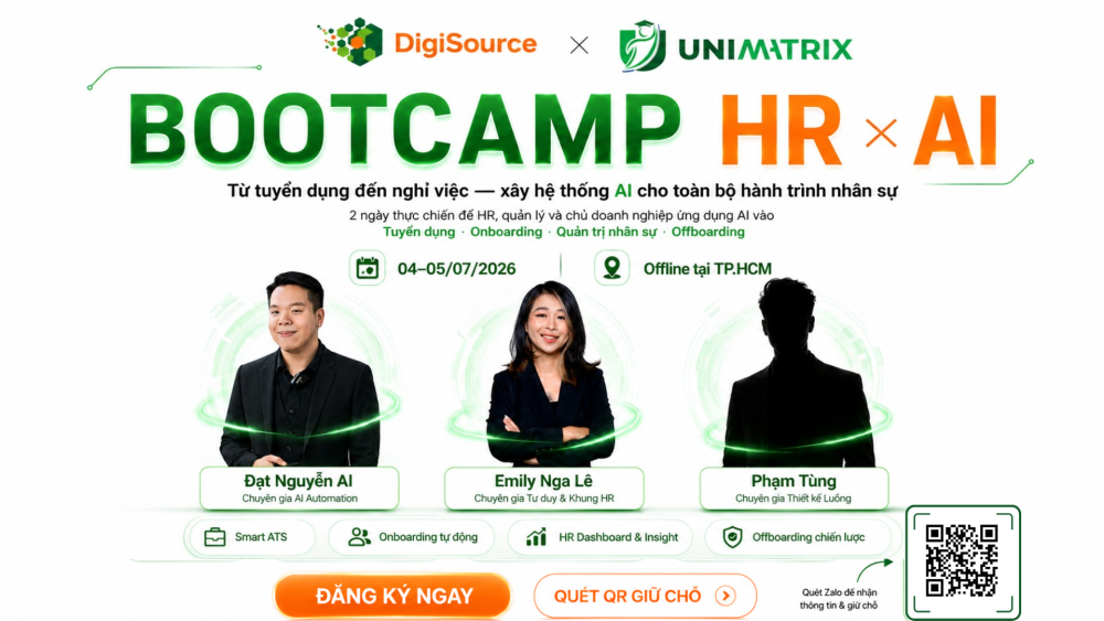 Khóa Học BOOTCAMP HR × AI: Ứng Dụng Trí Tuệ Nhân Tạo Toàn Diện Trong Hành Trình Nhân Sự
