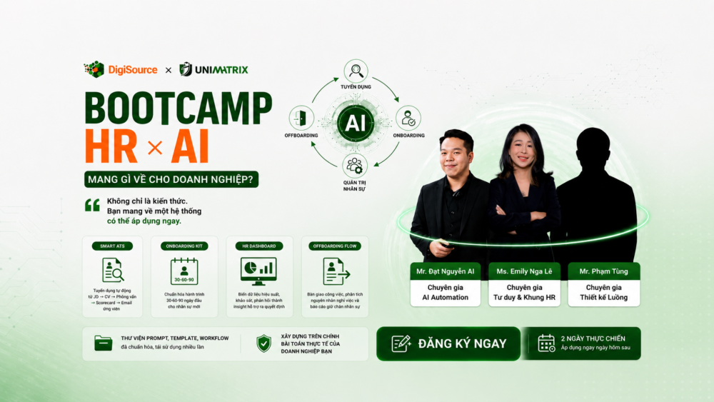 Đầu Tư 2 Ngày Vào BOOTCAMP HR × AI: Doanh Nghiệp Giải Quyết Bài Toán Nhân Sự Bằng Trí Tuệ Nhân Tạo Như Thế Nào?